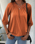 T-shirt met ronde hals en 3/4-mouwen