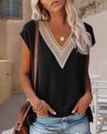 V-hals T-shirt met Kant