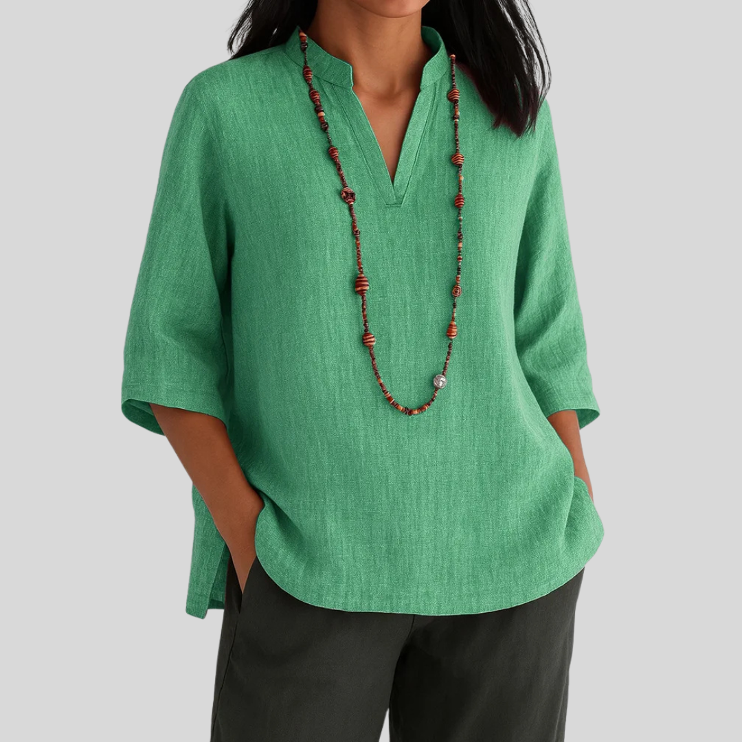Linnen blouse met relaxte elegantie