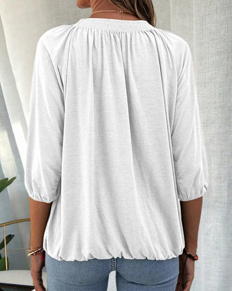 T-shirt met ronde hals en 3/4-mouwen