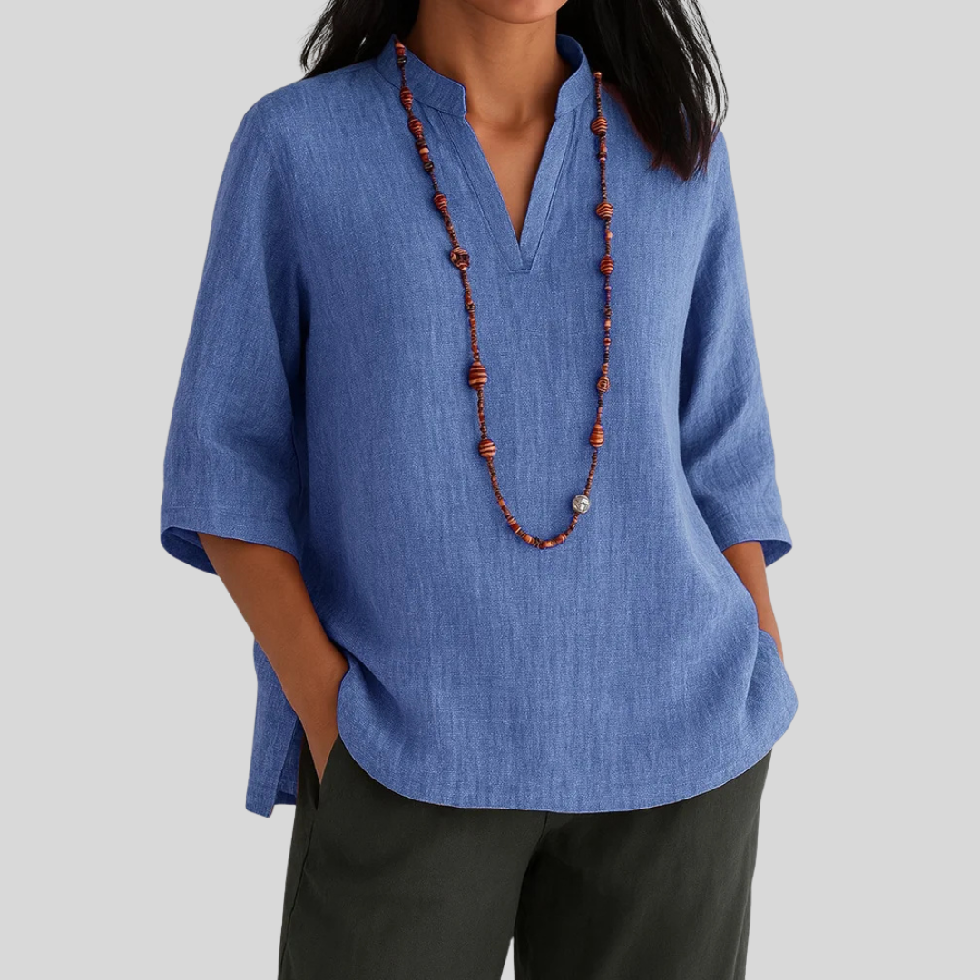 Linnen blouse met relaxte elegantie