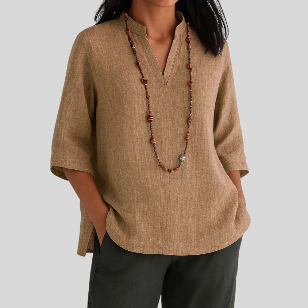 Linnen blouse met relaxte elegantie