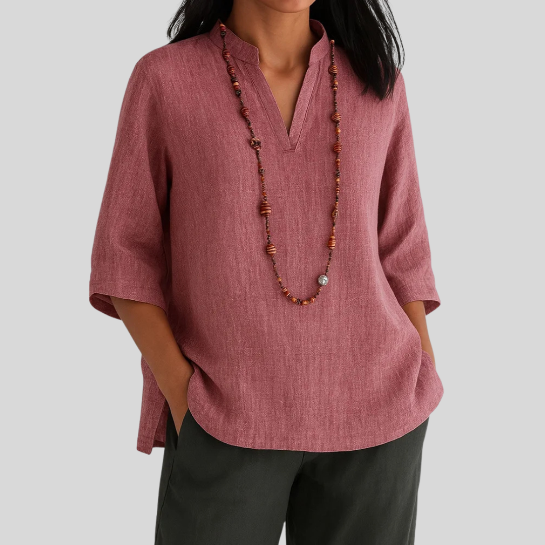 Linnen blouse met relaxte elegantie