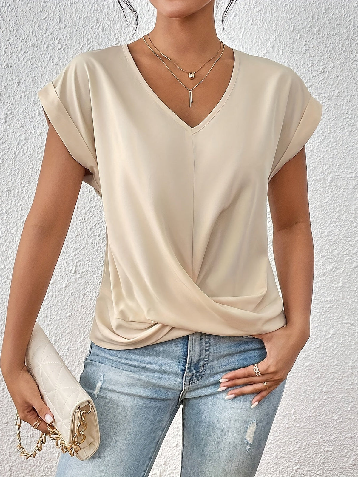 Casual T-shirt met sweetheart halslijn