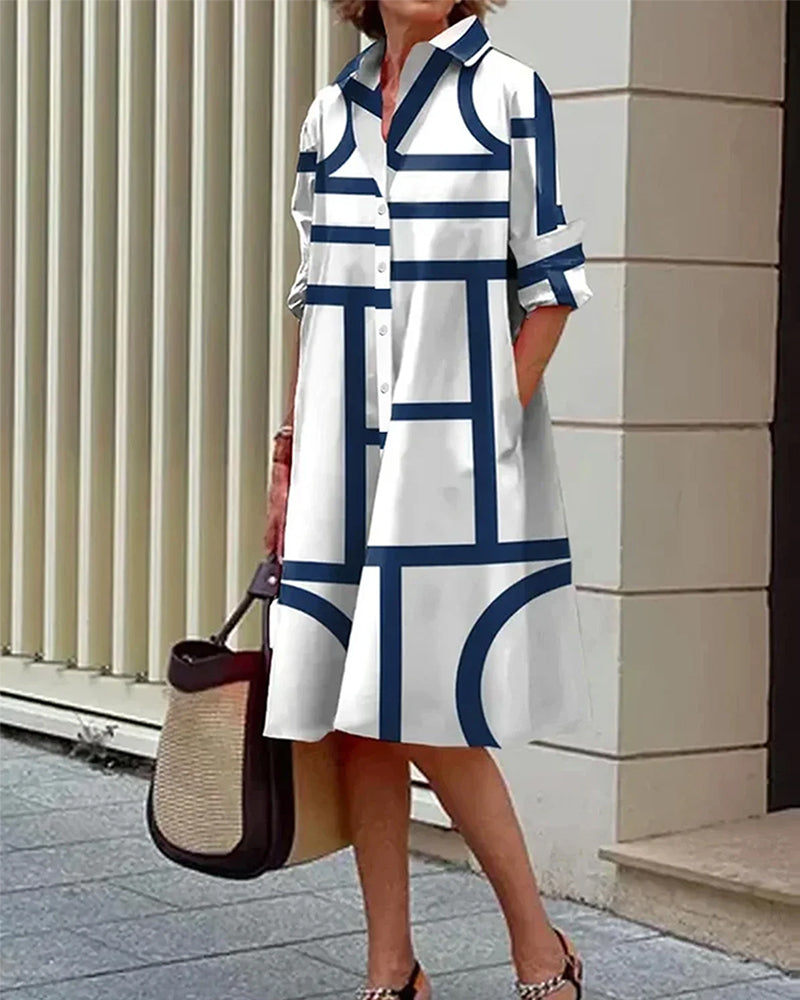 Jurk Met Zakken En Geometrische Print