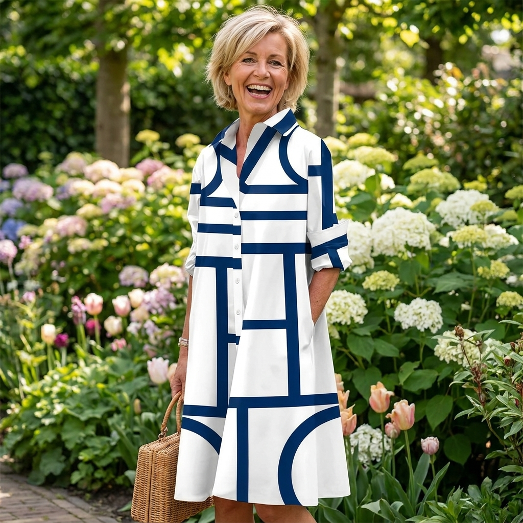Jurk Met Zakken En Geometrische Print