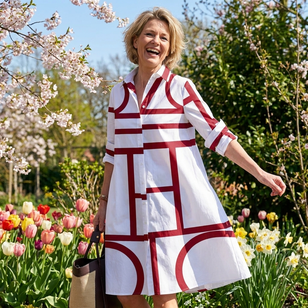 Jurk Met Zakken En Geometrische Print